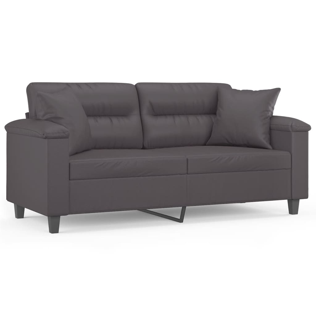 Divano a 2 Posti con Cuscini Grigio 140 cm in Similpelle | homemem39