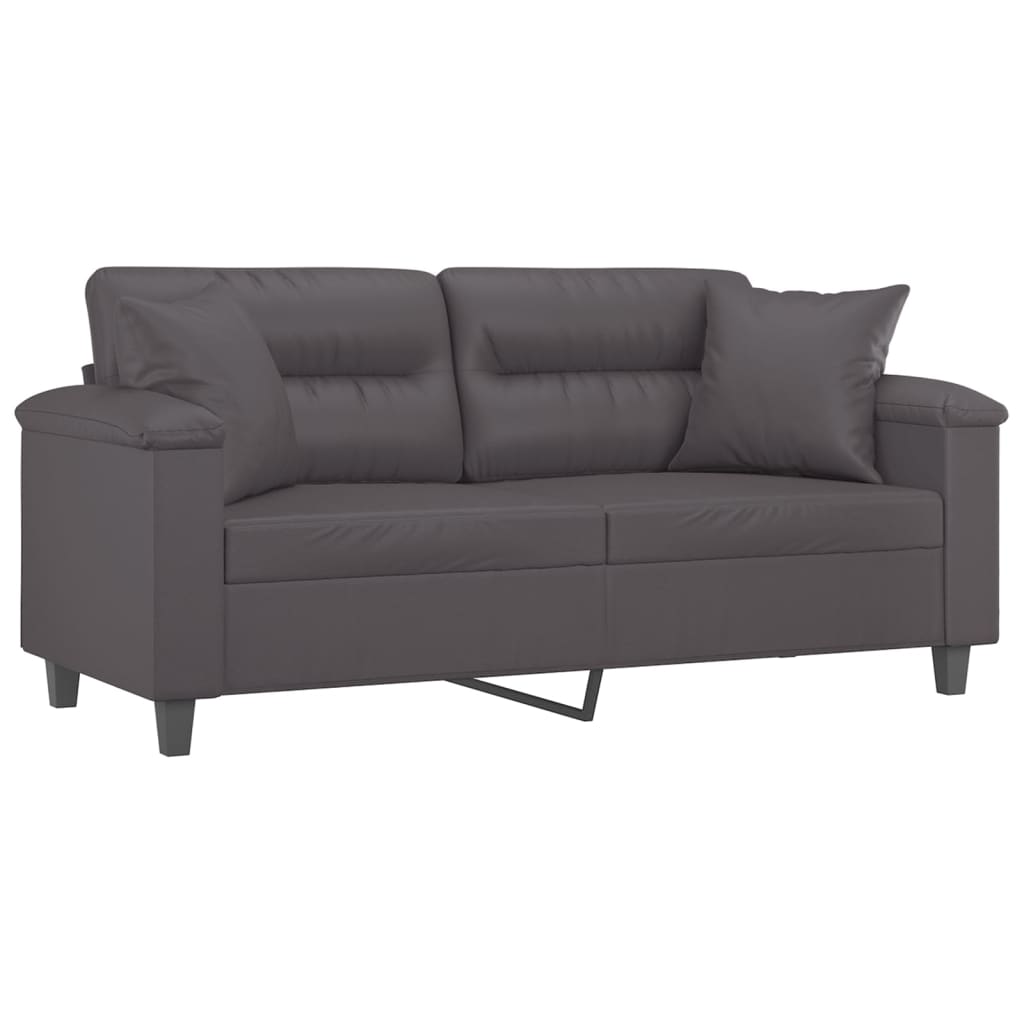 Divano a 2 Posti con Cuscini Grigio 140 cm in Similpelle | homemem39