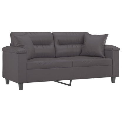 Divano a 2 Posti con Cuscini Grigio 140 cm in Similpelle | homemem39
