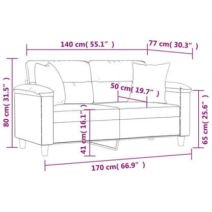 Divano a 2 Posti con Cuscini Grigio 140 cm in Similpelle | homemem39
