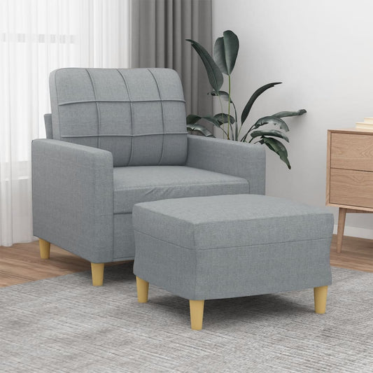 Poltrona con Poggiapiedi Grigio Chiaro 60 cm in Tessuto | homemem39