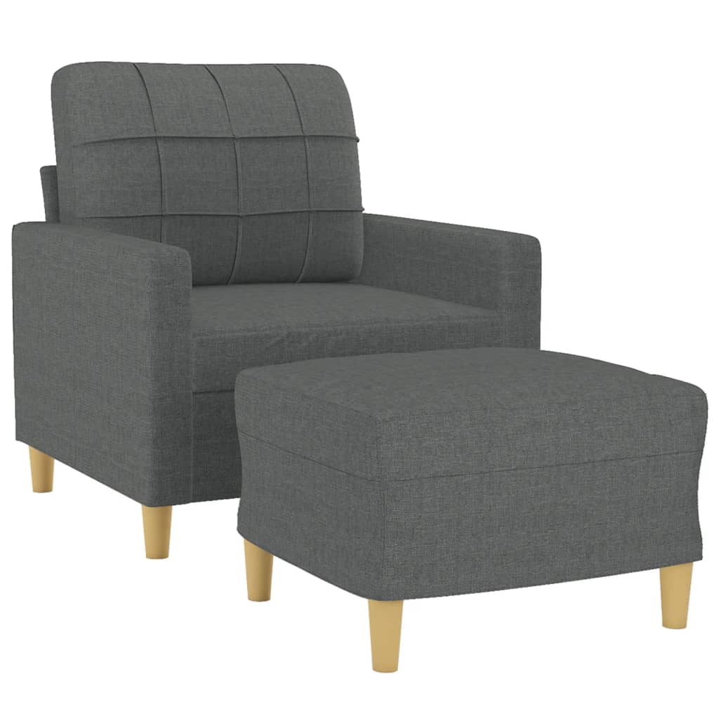 Poltrona con Poggiapiedi Grigio Scuro 60 cm in Tessuto | homemem39