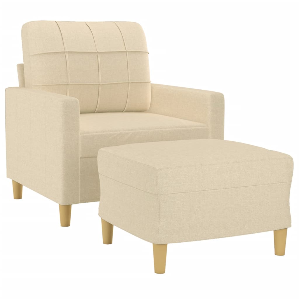 Poltrona con Poggiapiedi Crema 60 cm in Tessuto | homemem39