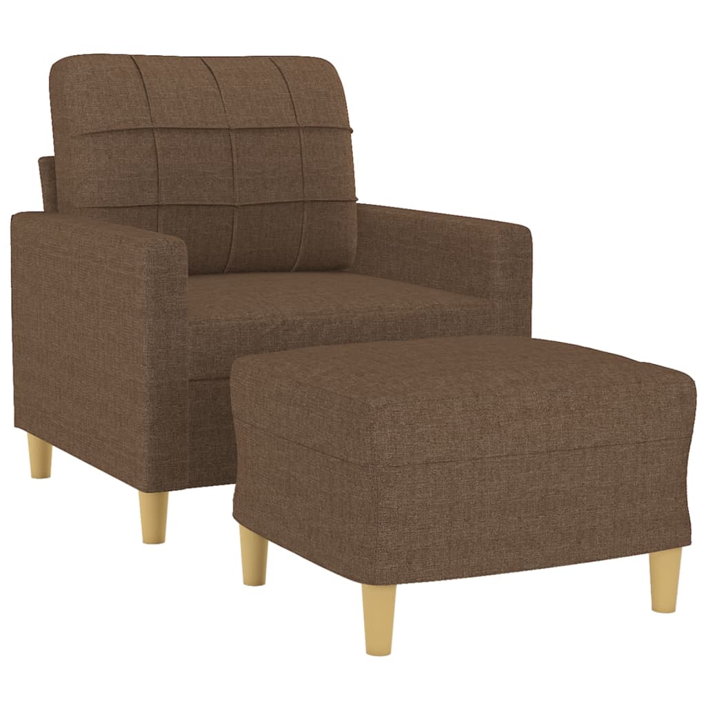 Poltrona con Poggiapiedi Marrone 60 cm in Tessuto | homemem39
