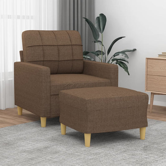 Poltrona con Poggiapiedi Marrone 60 cm in Tessuto | homemem39