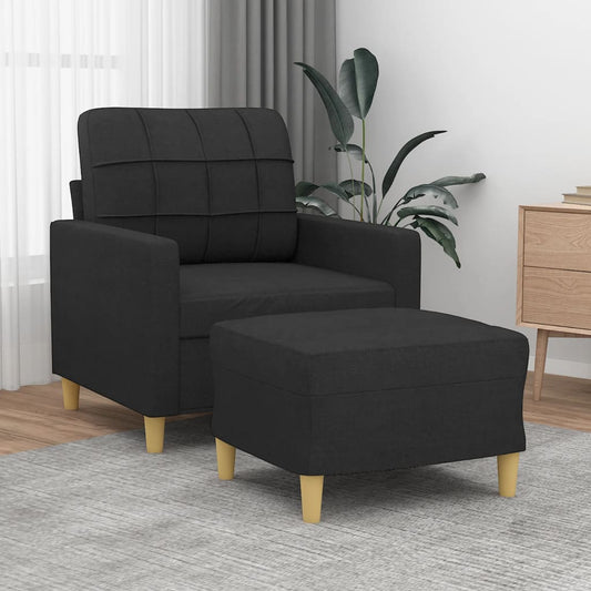 Poltrona con Poggiapiedi Nero 60 cm in Tessuto | homemem39