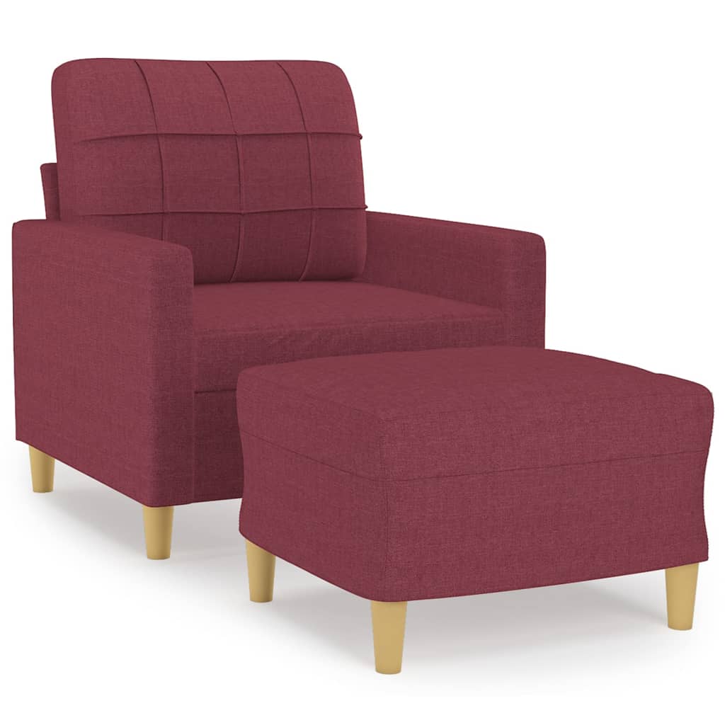 Poltrona con Poggiapiedi Rosso Vino 60 cm in Tessuto | homemem39