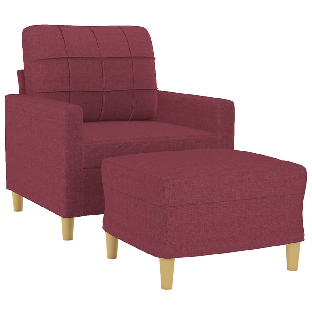 Poltrona con Poggiapiedi Rosso Vino 60 cm in Tessuto | homemem39