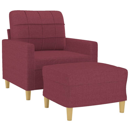 Poltrona con Poggiapiedi Rosso Vino 60 cm in Tessuto | homemem39
