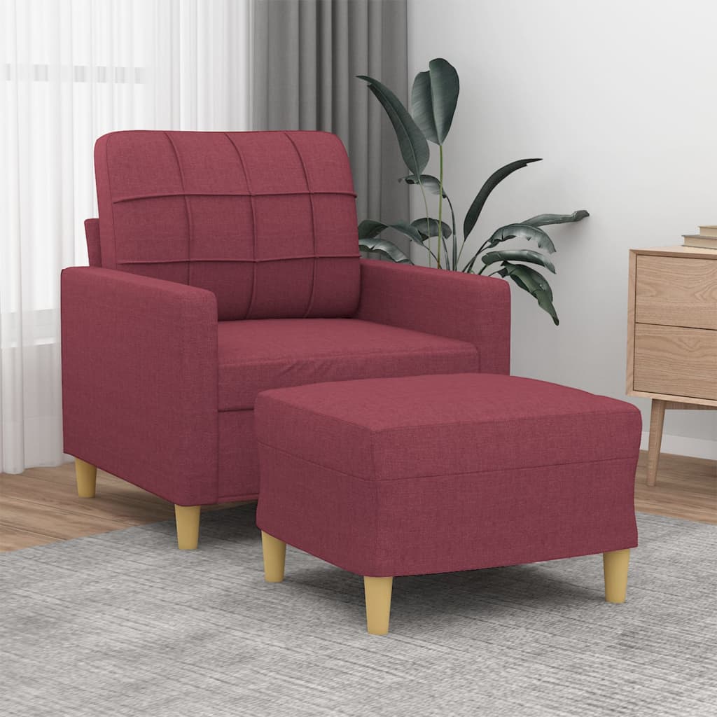 Poltrona con Poggiapiedi Rosso Vino 60 cm in Tessuto | homemem39