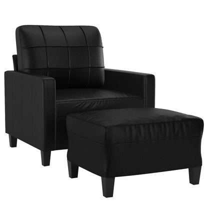 Poltrona con Poggiapiedi Nero 60 cm in Similpelle | homemem39