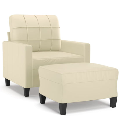 Poltrona con Poggiapiedi Crema 60 cm in Similpelle | homemem39