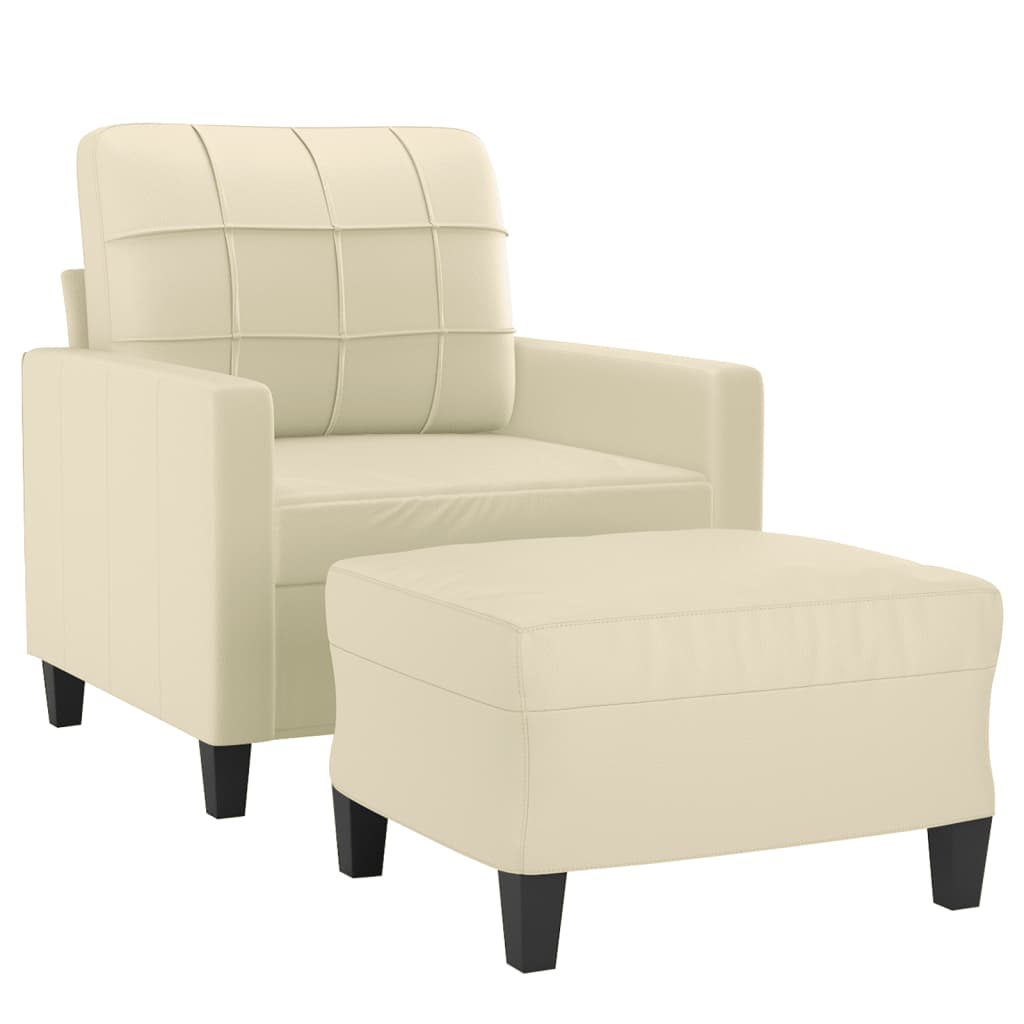 Poltrona con Poggiapiedi Crema 60 cm in Similpelle | homemem39