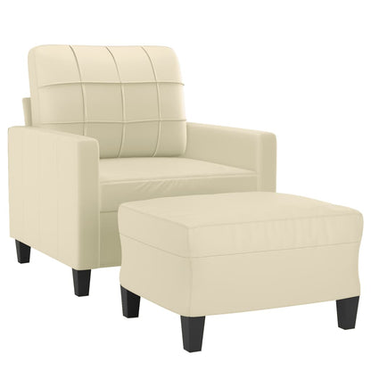 Poltrona con Poggiapiedi Crema 60 cm in Similpelle | homemem39