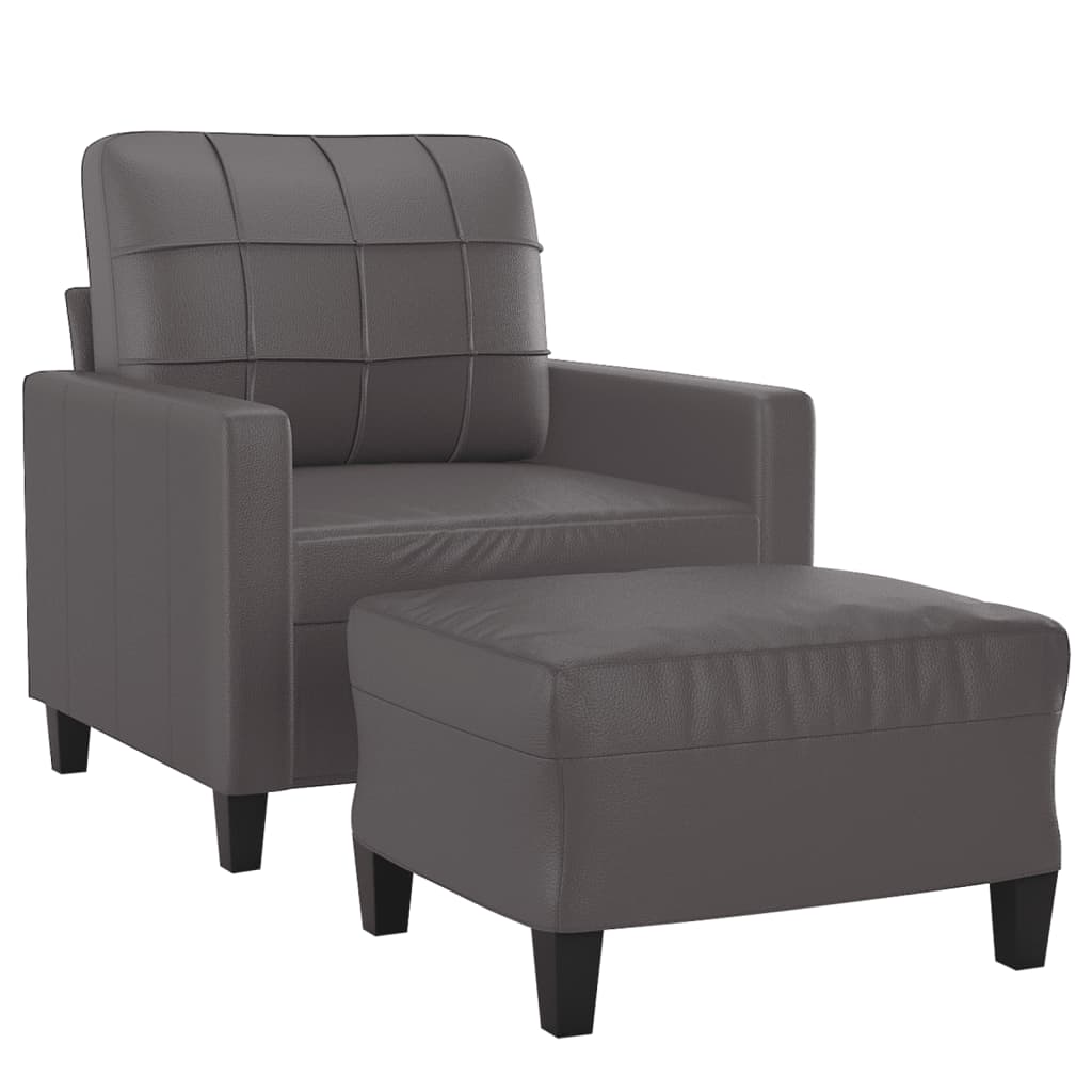 Poltrona con Poggiapiedi Grigio 60 cm in Similpelle | homemem39
