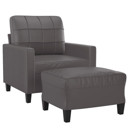 Poltrona con Poggiapiedi Grigio 60 cm in Similpelle | homemem39