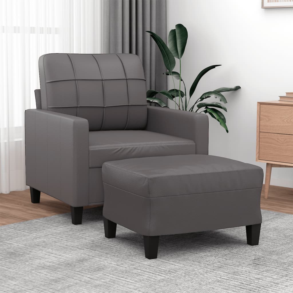 Poltrona con Poggiapiedi Grigio 60 cm in Similpelle | homemem39