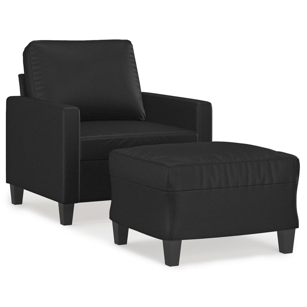 Poltrona con Poggiapiedi Nero 60 cm in Similpelle | homemem39