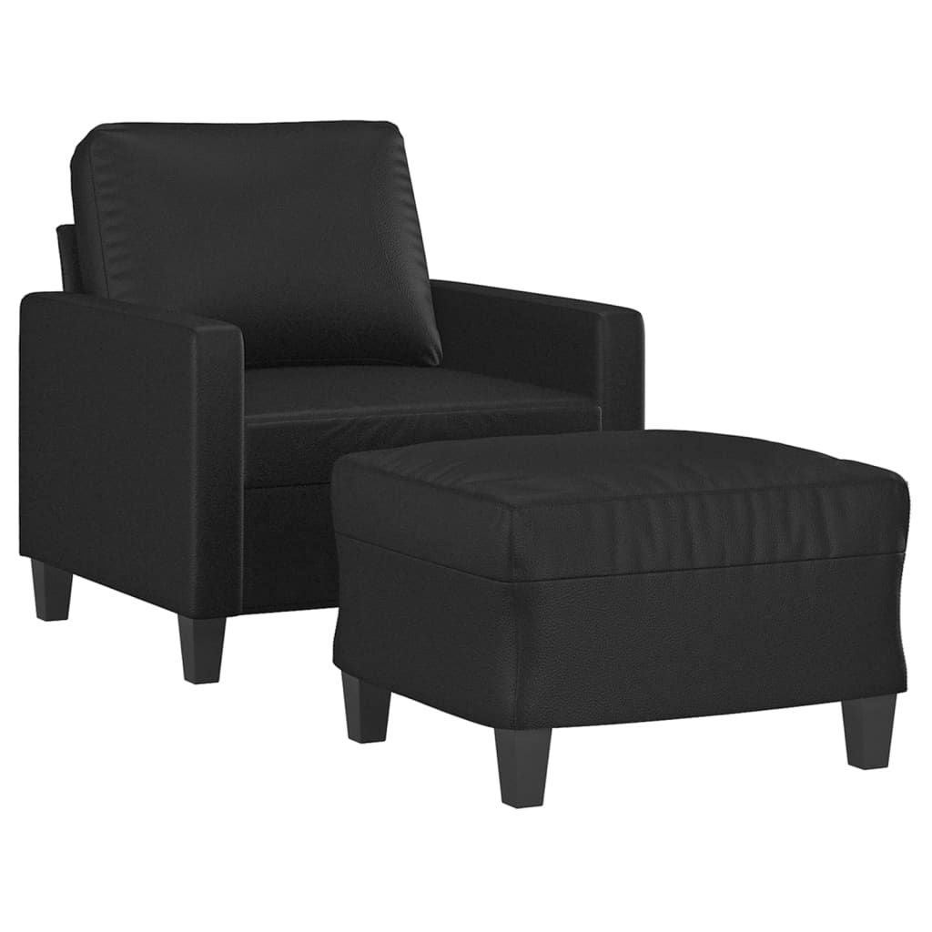 Poltrona con Poggiapiedi Nero 60 cm in Similpelle | homemem39