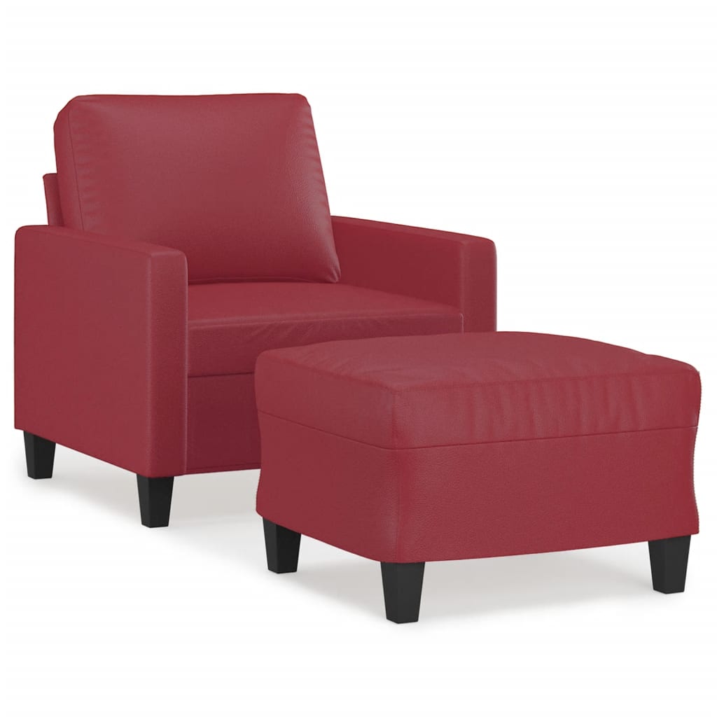 Poltrona con Poggiapiedi Rosso Vino 60 cm in Similpelle | homemem39