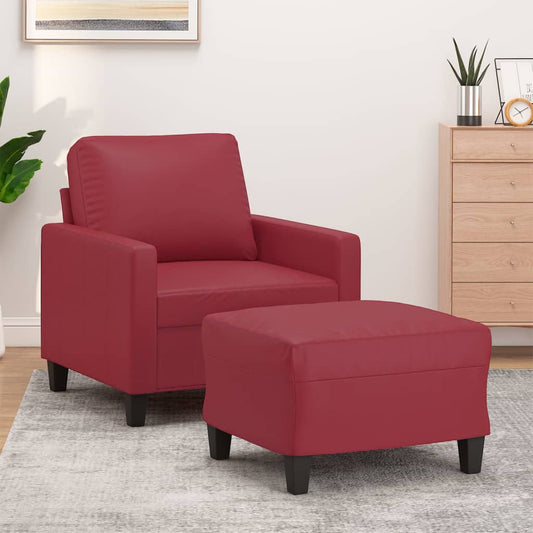 Poltrona con Poggiapiedi Rosso Vino 60 cm in Similpelle | homemem39