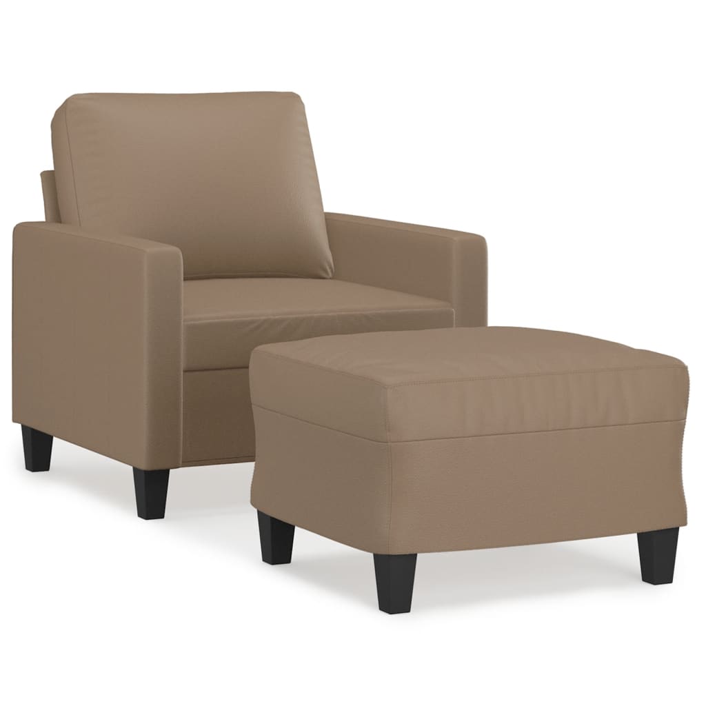 Poltrona con Poggiapiedi Cappuccino 60 cm in Similpelle | homemem39