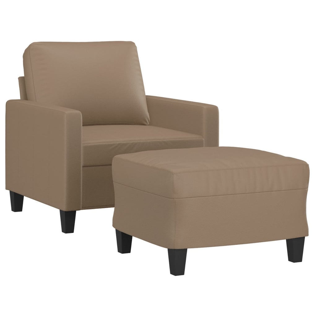 Poltrona con Poggiapiedi Cappuccino 60 cm in Similpelle | homemem39
