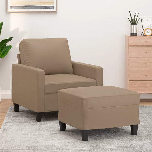 Poltrona con Poggiapiedi Cappuccino 60 cm in Similpelle | homemem39