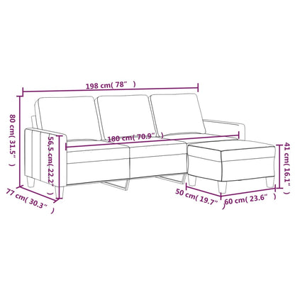 Divano a 3 Posti con Poggiapiedi grigio 180 cm in Similpelle | homemem39