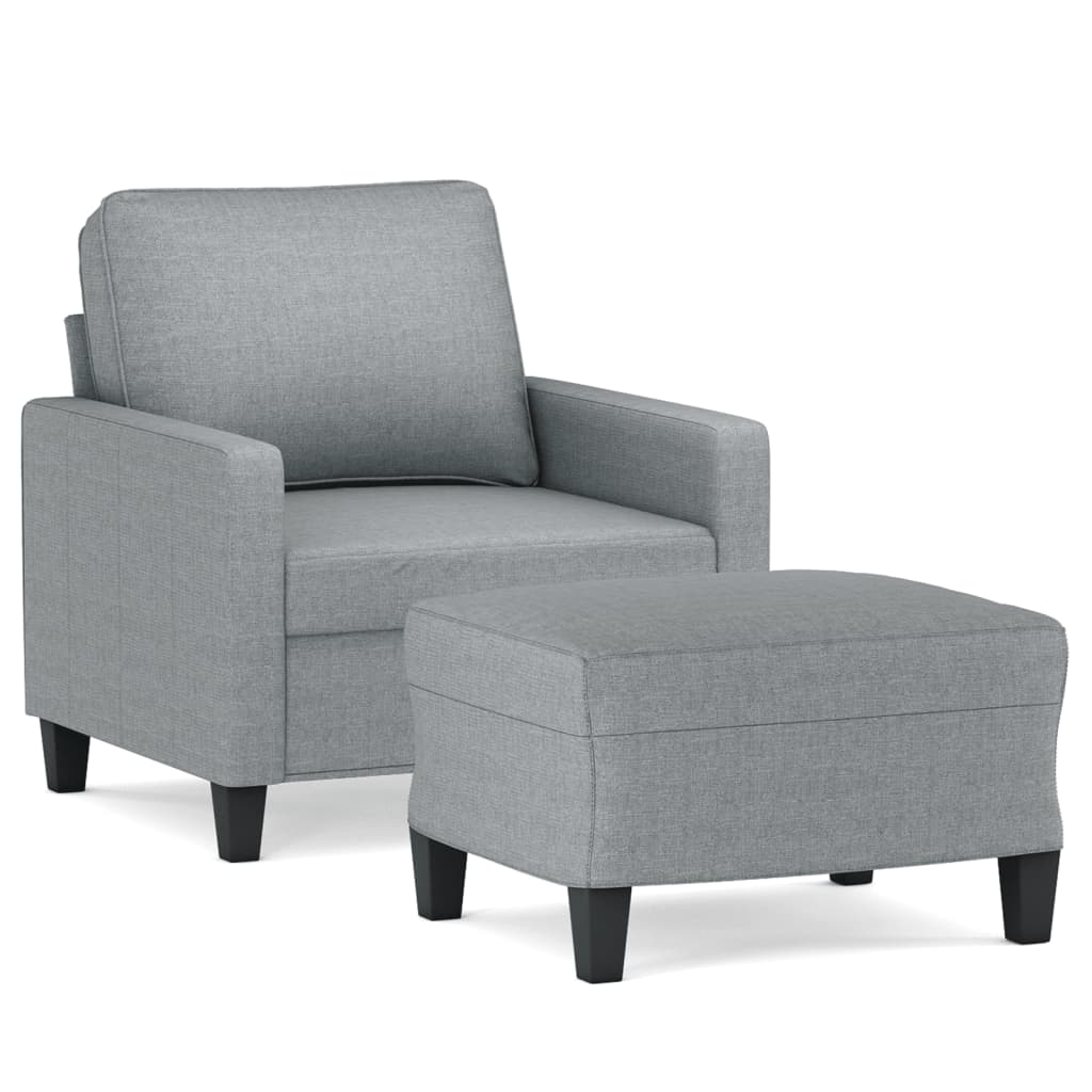 Poltrona con Poggiapiedi Grigio Chiaro 60 cm in Tessuto | homemem39