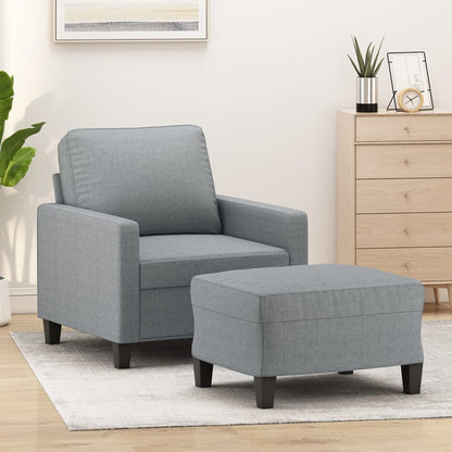 Poltrona con Poggiapiedi Grigio Chiaro 60 cm in Tessuto | homemem39
