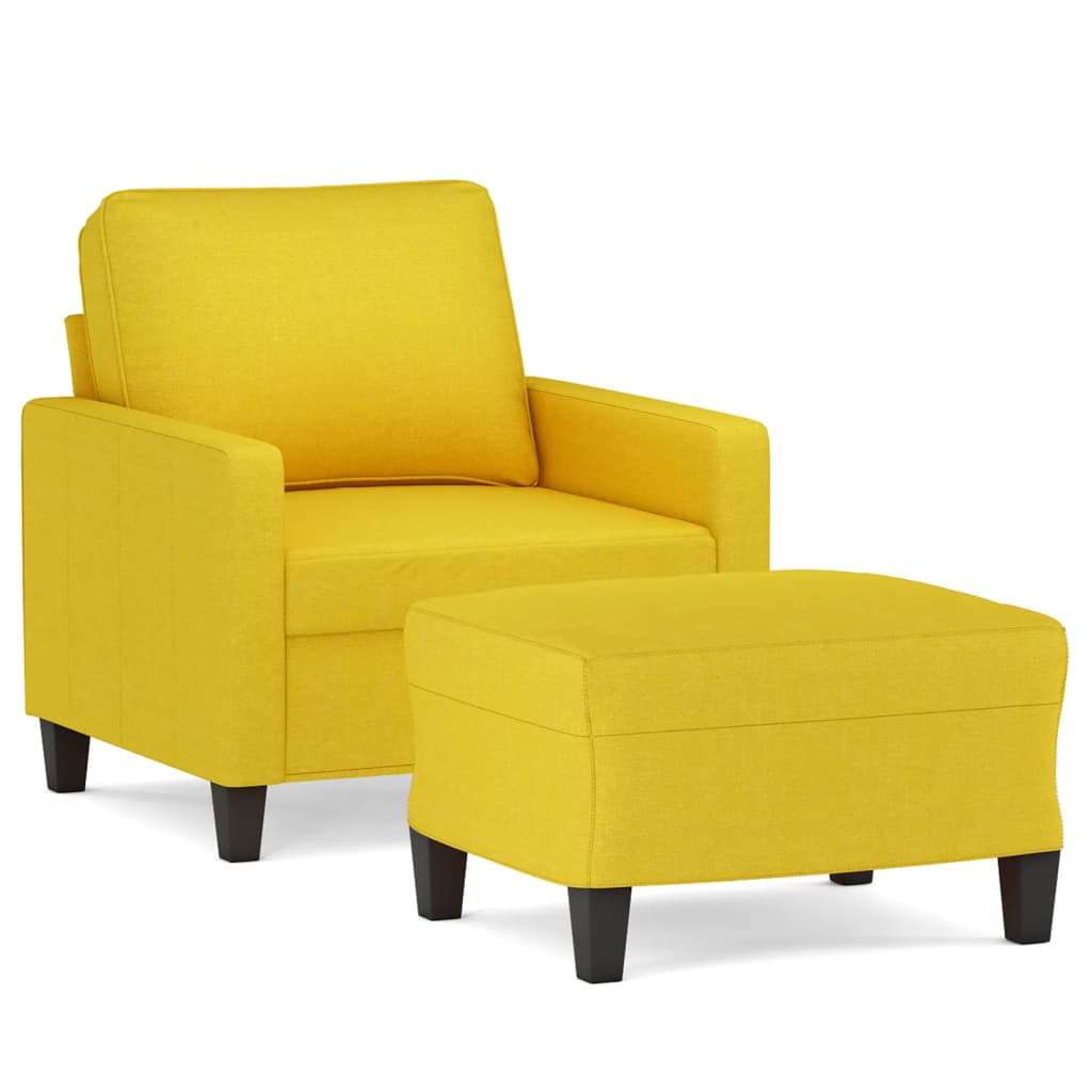 Poltrona con Poggiapiedi Giallo Chiaro 60 cm in Tessuto | homemem39