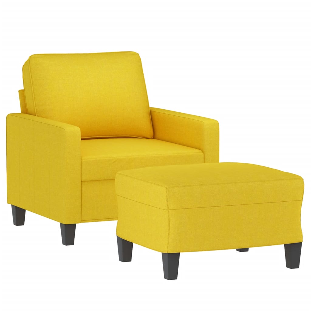 Poltrona con Poggiapiedi Giallo Chiaro 60 cm in Tessuto | homemem39