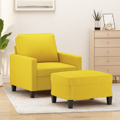 Poltrona con Poggiapiedi Giallo Chiaro 60 cm in Tessuto | homemem39