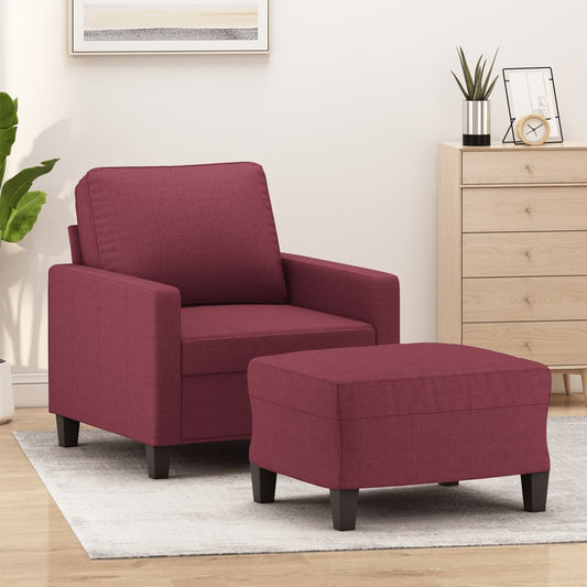 Poltrona con Poggiapiedi Rosso Vino 60 cm in Tessuto | homemem39