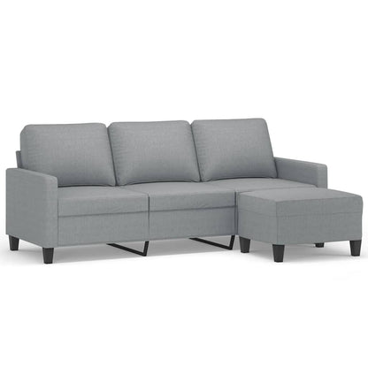 Divano a 3 Posti con Poggiapiedi Grigio Chiaro 180cm in Tessuto | homemem39