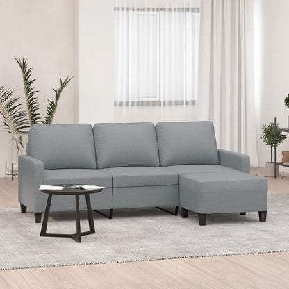 Divano a 3 Posti con Poggiapiedi Grigio Chiaro 180cm in Tessuto | homemem39