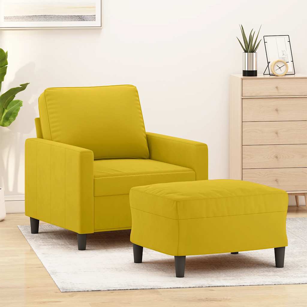 Poltrona con Poggiapiedi Giallo 60 cm in Velluto | homemem39