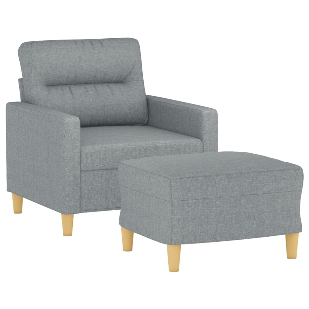 Poltrona con Poggiapiedi Grigio Chiaro 60 cm in Tessuto | homemem39