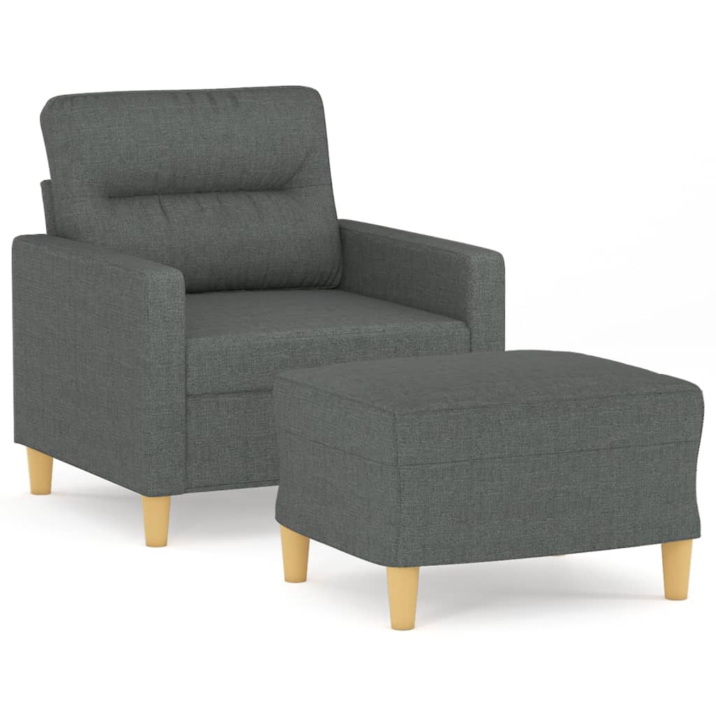 Poltrona con Poggiapiedi Grigio Scuro 60 cm in Tessuto | homemem39