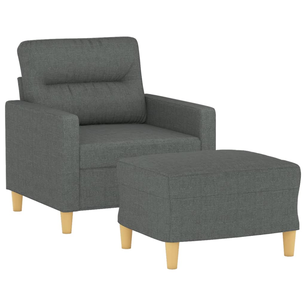 Poltrona con Poggiapiedi Grigio Scuro 60 cm in Tessuto | homemem39