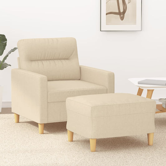 Poltrona con Poggiapiedi Crema 60 cm in Tessuto | homemem39