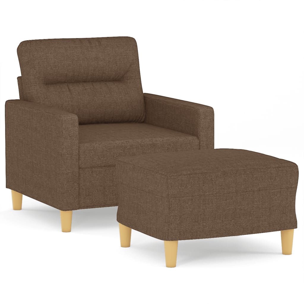 Poltrona con Poggiapiedi Marrone 60 cm in Tessuto | homemem39