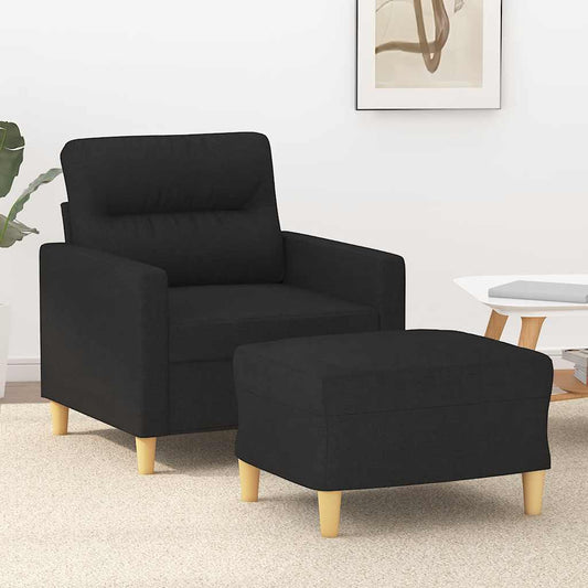 Poltrona con Poggiapiedi Nero 60 cm in Tessuto | homemem39