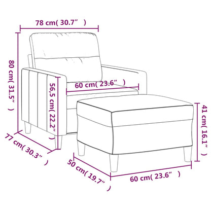 Poltrona con Poggiapiedi Giallo Chiaro 60 cm in Tessuto