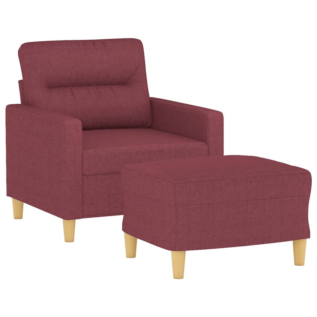 Poltrona con Poggiapiedi Rosso Vino 60 cm in Tessuto | homemem39
