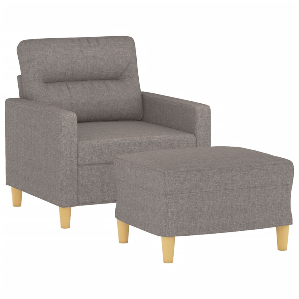 Poltrona con Poggiapiedi Tortora 60 cm in Tessuto | homemem39