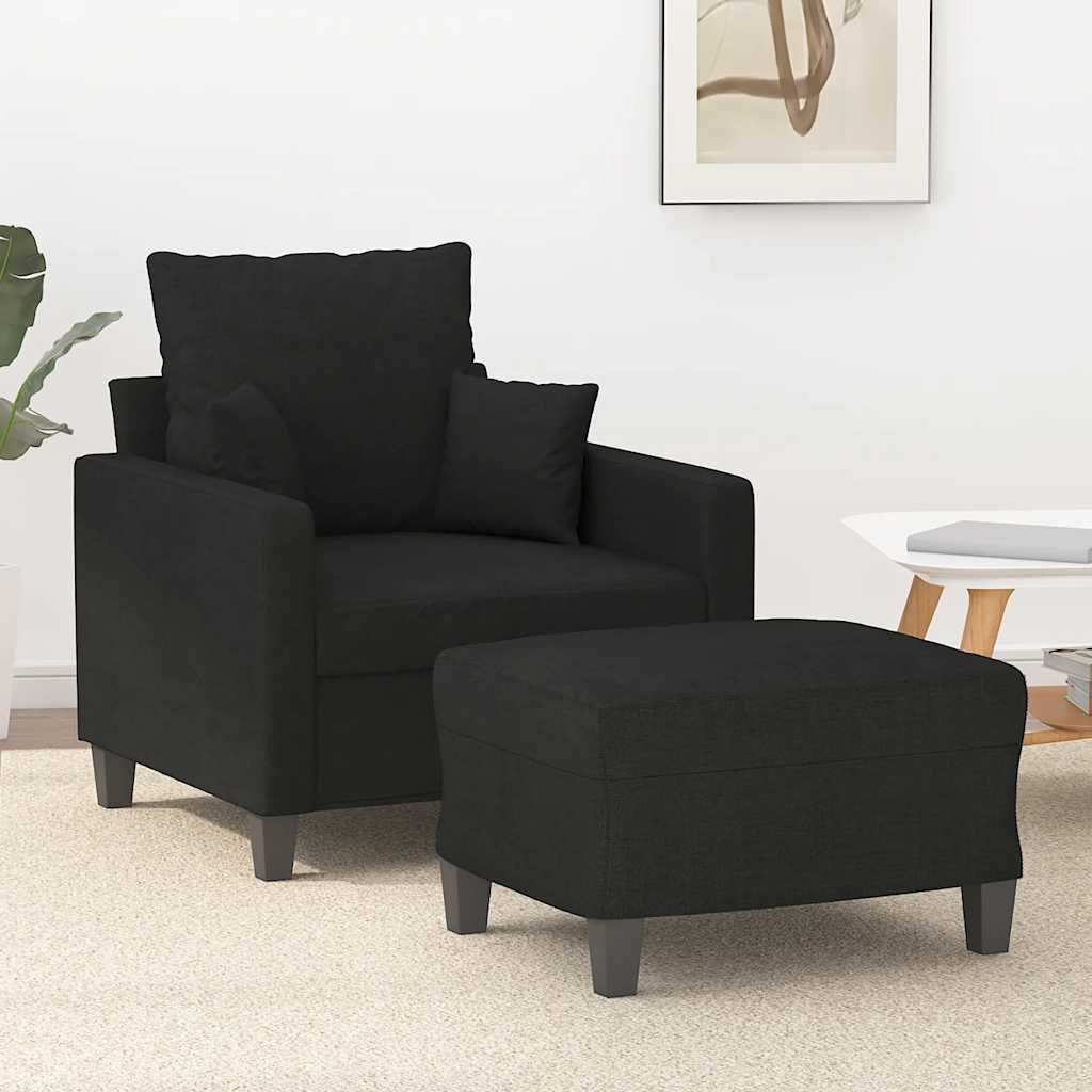 Poltrona con Poggiapiedi Nero 60 cm in Tessuto | homemem39