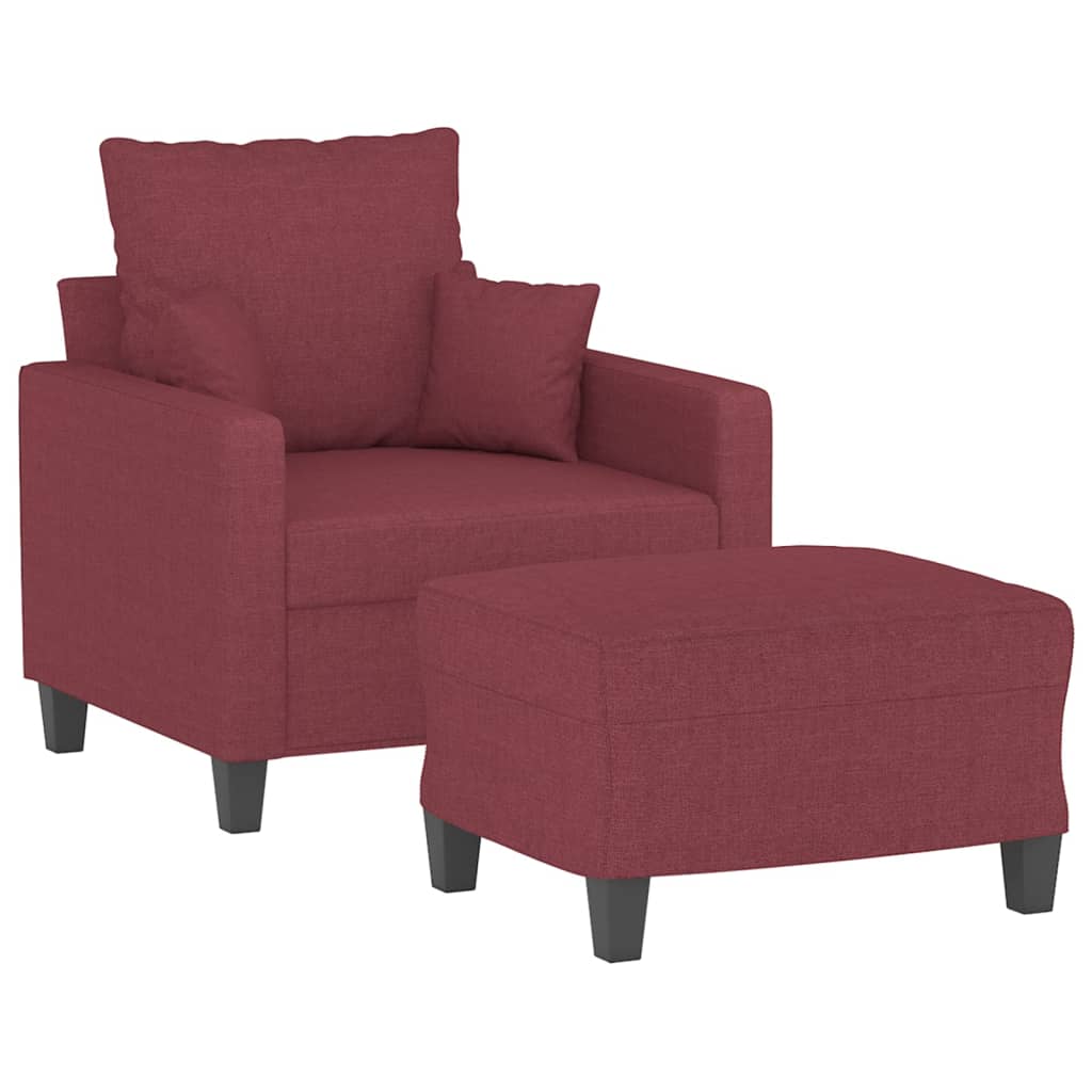 Poltrona con Poggiapiedi Rosso Vino 60 cm in Tessuto | homemem39