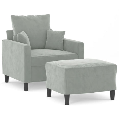 Poltrona con Poggiapiedi Grigio Chiaro 60 cm in Velluto | homemem39